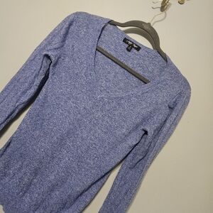 Active Basic Blue V-Neck Sweater Classic Knit